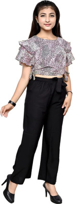 vroxa creation Girls Party(Festive) Top Trouser(Red Black)