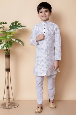 NFC CREATION Boys Festive & Party, Wedding Kurta and Pyjama Set(White Pack of 1)