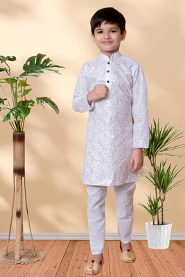 NFC CREATION Boys Wedding, Festive & Party Kurta and Pyjama Set(White Pack of 1)