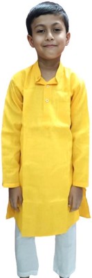 Malaco Enterprises Boys Casual Kurta and Pyjama Set(Yellow Pack of 1)