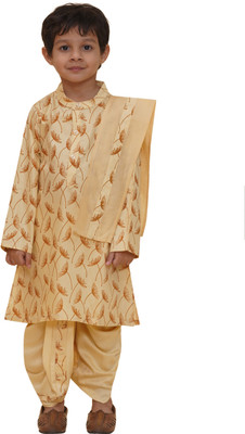 Sethukrishna Boys Festive & Party Kurta and Dhoti Pant Set(Beige Pack of 1)