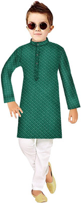 TRUST OUS Boys Festive & Party Kurta and Pyjama Set(Green Pack of 1)