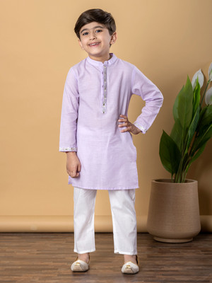 Readiprint Boys Festive & Party Kurta and Pyjama Set(Purple Pack of 1)