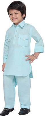 MUSTAKIN CREATION Baby Boys Festive & Party Kurta and Pyjama Set(Yellow Pack of 1)