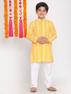 VASTRAMAY Boys Festive & Party Kurta and Pyjama Set(Yellow Pack of 2)