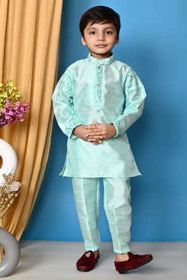 AsSahanaraDresses Baby Boys Festive & Party Kurta and Pyjama Set(Light Blue Pack of 1)