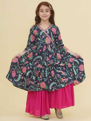 HouseOfComman Girls Wedding Kurta and Sharara Set(Black Pack of 1)