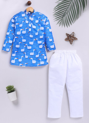 TOONYPORT Boys Festive & Party Kurta and Pyjama Set(Blue Pack of 1)
