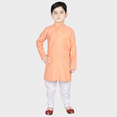 SG YUVRAJ Boys Festive & Party Kurta and Pyjama Set(Orange Pack of 1)