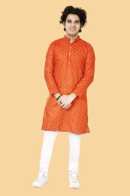 STCFASHION Boys Self Design Straight Kurta(Yellow)