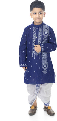 Smuktar garments Boys Casual, Festive & Party, Wedding Dhoti & Kurta Set(Blue Pack of 1)