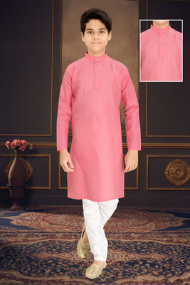 vuriq Boys Festive & Party Kurta and Pyjama Set(Pink Pack of 1)