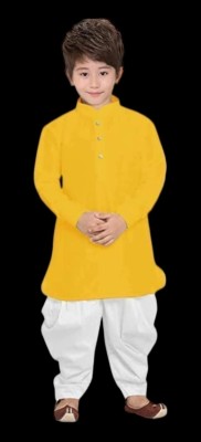 bitteR Boys Festive & Party, Wedding Dhoti & Kurta Set(Yellow Pack of 1)