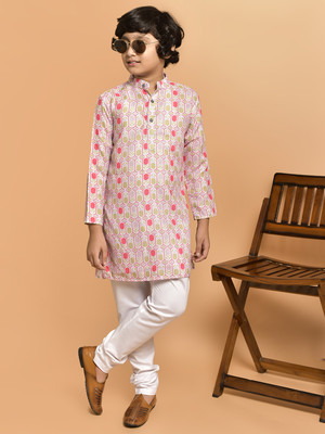 PRINTCULTR Boys Festive & Party Kurta and Pyjama Set(Pink Pack of 2)