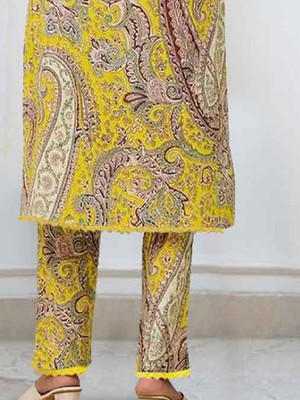 Various Vault Girls Casual Dupatta and Pyjama Set(Yellow Pack of 1)