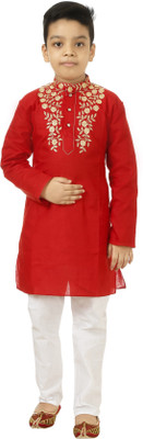 COSMOS ART ENTERPRISE Boys Festive & Party Kurta and Pyjama Set(Red Pack of 1)
