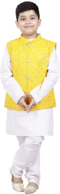 new gen Boys Casual, Festive & Party, Wedding Kurta and Pyjama Set(Yellow Pack of 1)