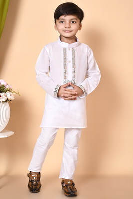BAPITEXTILE Boys Festive & Party Kurta and Pyjama Set(White Pack of 1)