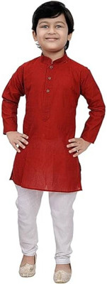 VCD FASHION HUB Baby Boys Festive & Party Kurta and Pyjama Set(Maroon Pack of 1)