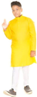 VC FASHION HUB Baby Boys Festive & Party Kurta and Pyjama Set(Yellow Pack of 1)