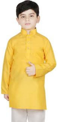 VC FASHION TREND Baby Boys Festive & Party Kurta and Pyjama Set(Yellow Pack of 1)