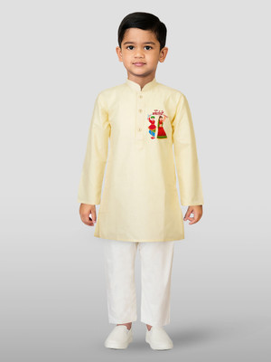 jbn CREATION Baby Boys Casual Kurta and Pyjama Set(Beige Pack of 1)
