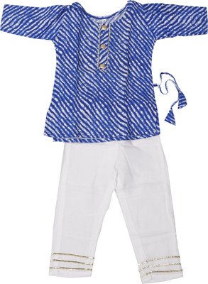 Kids Villa Girls Festive & Party Kurta and Trouser Set(Blue Pack of 1)