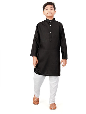Ganesh Creation GC Boys Festive & Party Kurta and Pyjama Set(Black Pack of 1)