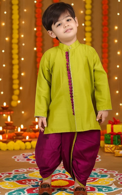 UNIKLO Baby Boys Festive & Party Kurta and Dhoti Pant Set(Light Green Pack of 1)
