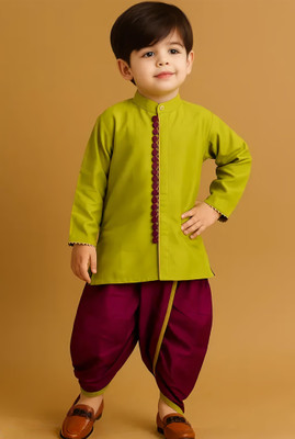 Aksgarments Boys Festive & Party Dhoti & Kurta Set(Green Pack of 1)