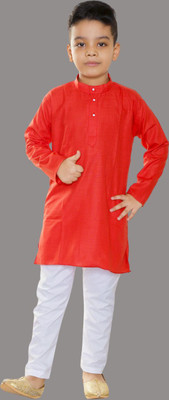 Oxipittal Club Boys Festive & Party, Formal, Wedding Kurta and Dhoti Pant Set(Red Pack of 1)