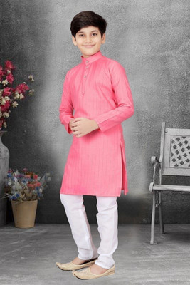 Shivgarmets Boys Festive & Party Kurta and Pyjama Set(Pink Pack of 1)