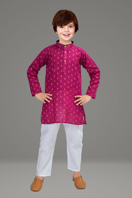 Kgn Garments Boys Festive & Party Kurta and Pyjama Set(Purple Pack of 1)