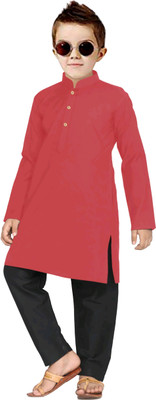 TRUST OUS Boys Festive & Party Kurta and Pyjama Set(Pink Pack of 1)
