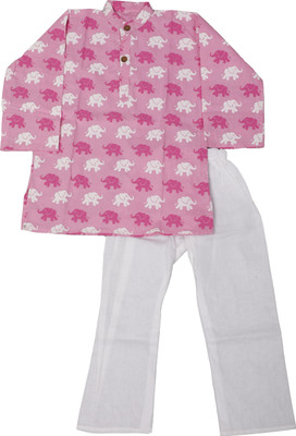 spack jerrow Boys Festive & Party Kurta and Pyjama Set(Pink Pack of 1)