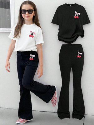 Diacha Girls Casual T-shirt Trouser(White)