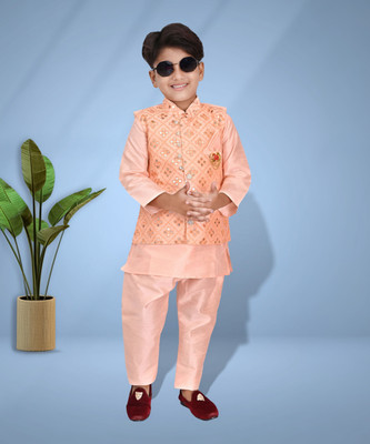 Hasibul Fashion Boys Festive & Party Kurta and Pyjama Set(Yellow Pack of 1)