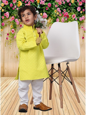 CENSAL Boys Festive & Party Kurta and Pyjama Set(Light Green Pack of 1)