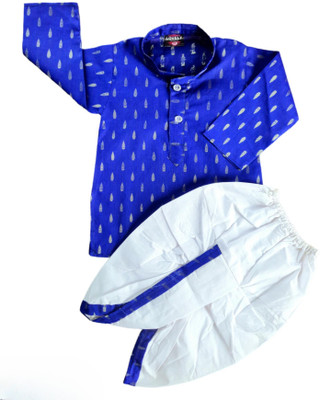 New Ekta Dresses Baby Boys Festive & Party Dhoti & Kurta Set(Blue Pack of 1)