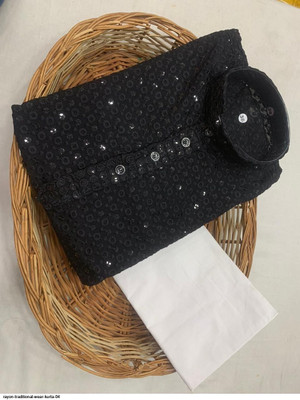 DIAMOND CLUSTER Boys Wedding Kurta and Pyjama Set(Black Pack of 1)