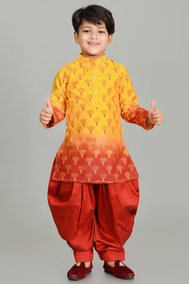 COSMOS ART ENTERPRISE Boys Casual, Festive & Party, Formal, Wedding Kurta and Patiala Set(Yellow Pack of 1)