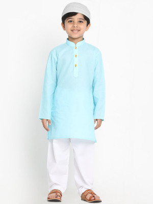 VASTRAMAY Boys Festive & Party Kurta and Pyjama Set(Blue Pack of 1)