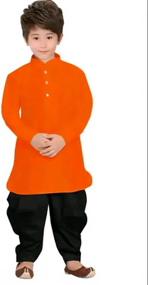 Raj Traders Baby Boys Festive & Party Kurta and Dhoti Pant Set(Orange Pack of 1)