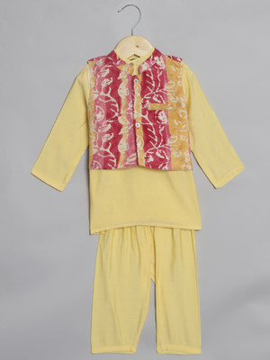 Readiprint Fashions Boys Festive & Party Kurta and Pyjama Set(Yellow Pack of 1)
