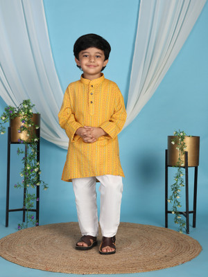 PRO ETHIC Boys Festive & Party Kurta, Waistcoat and Pyjama Set(Yellow Pack of 1)