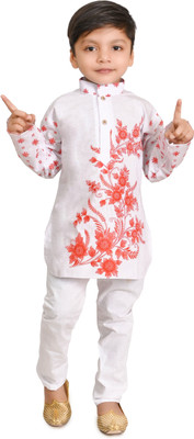 Nazrana Boys Casual Kurta and Pyjama Set(Red Pack of 1)