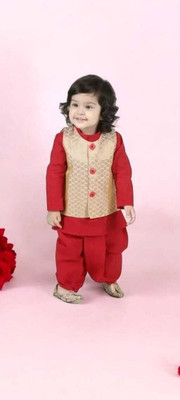 MLKY Baby Boys Festive & Party Ethnic Jacket, Kurta and Dhoti Pant Set(Red Pack of 1)