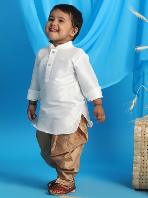 VASTRAMAY Baby Boys Festive & Party Kurta and Dhoti Pant Set(White Pack of 1)