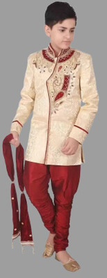 best smart choice Boys Festive & Party Sherwani and Churidar Set(Gold Pack of 1)