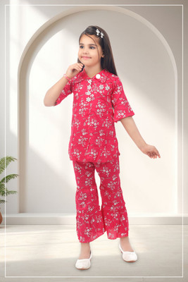 Smuktar garments Baby Girls Casual, Festive & Party, Wedding Kurta and Palazzo Set(Red Pack of 1)